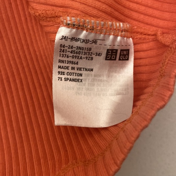 Uniqlo Ribbed Crew Neck Short-Sleeve Cropped T-Shirt, Orange, XL - Picture 8 of 15